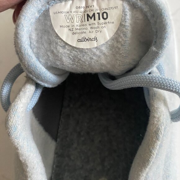 Allbirds Men’s Merino Wool Runner Frost Light Blue Sneakers Sze 10 0819 NV1 Fall - Picture 13 of 14